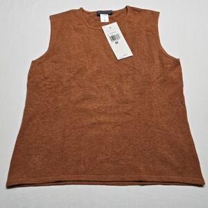 New Alex Garfield Garfield & Marks Rust Color Sleeveless Shell Knit Top